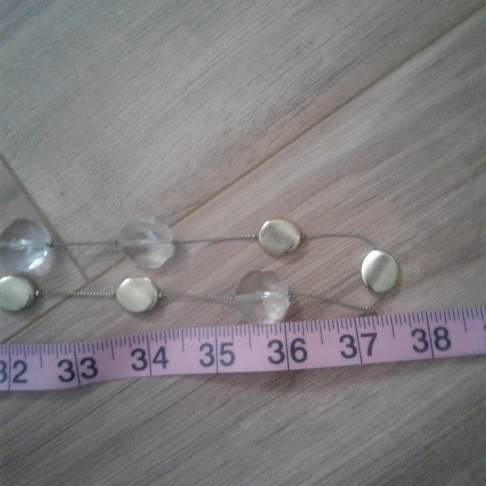 Super Long Gold and Clear Bead Fashion Necklace - Picture 8 of 8